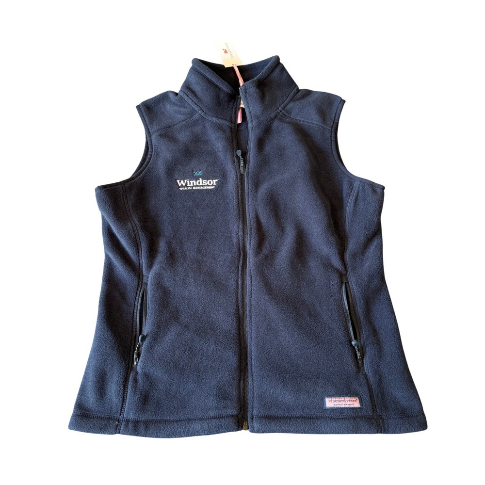 Vineyard Vines Womens Fleece Full Zip Vest Vineyard Navy Blue Small 6O0054-410
